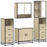 Cumpara ieftin Set de mobilier de baie din 4 piese din lemn de stejar Sonoma