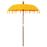 vidaXL Umbrelă de soare Altele Manual Galben x 250 cm Bumbac și lemn