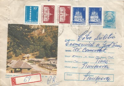 Romania, Cabana &amp;quot;Brustur...&amp;quot;, plic circulat, 1975 foto