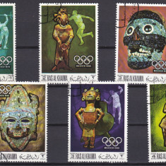 DB1 Ras al Khaima Olimpiada Mexic 1968 Cultura 6 v. stampilate CTO