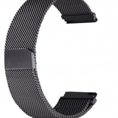 Curea tip Milanese Loop compatibila cu Huawei Watch GT 2 Pro, Telescoape QR, 22mm, Negru, Size S