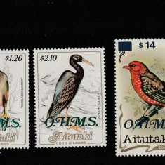 Aitutaki 1988-Fauna,Pasari de prada,serie 3 val.,surpratipar,O.H.M.S.,Mi,D38-D40