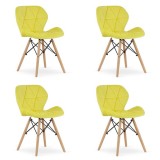 Set 4 scaune stil scandinav, Artool, Lago, catifea, lemn, galben, 48x52.5x74 cm GartenVIP DiyLine