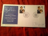 Plic FDC Anglia 1981 Nunta Regala Printul Charles si Lady Diana , 2 valori si stampile speciale