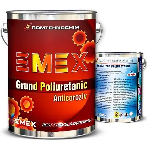 Pachet Grund Poliuretanic Anticoroziv &ldquo;Emex&rdquo; - Rosu - Bid. 4 Kg + Intaritor 0.60 Kg