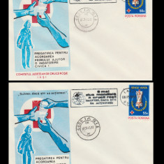 1983 Ziua Mondiala a Crucii Rosii, 2 plicuri Crucea Rosie stampila speciala Iasi