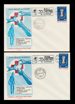 1983 Ziua Mondiala a Crucii Rosii, 2 plicuri Crucea Rosie stampila speciala Iasi foto