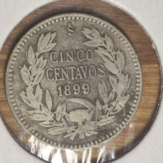 Chile - moneda de colectie argint - 5 centavos 1899 -stare buna- f greu de gasit