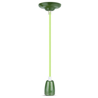 Pendul tavan portelan soclu e27 - verde foto