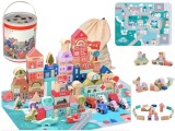 Set oras tip puzzle, din lemn pentru copii, blocuri cu numere si litere, 162 buc, LeanToys, 9829