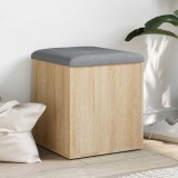 Banca Depozitare vidaXL Stejar Sonoma 42x42x45cm Lemn Prelucrat Maro cu Perna Gri