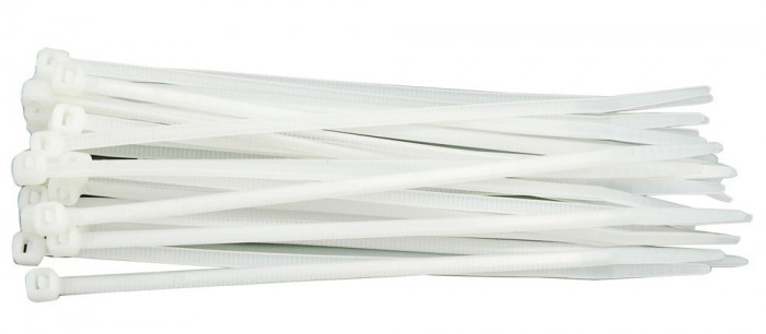 Set 100 coliere din plastic albe 280 x 4.8 mm VOREL