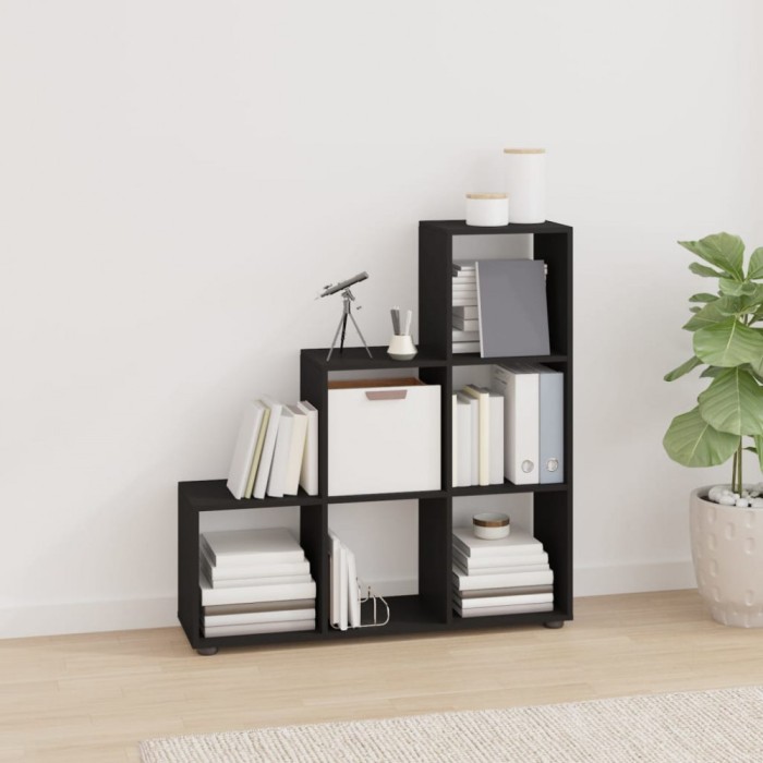 Gossi biblioteca in trepte, negru, 107 cm, lemn compozit