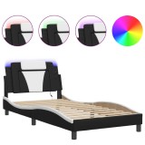 Cumpara ieftin Cadru de pat, Viana, cu LED fara saltea, negru si alb, 100x200 cm