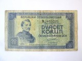 Cehoslovacia 20 Korun 1945 la cel mai mic pret,bancnota din imagini