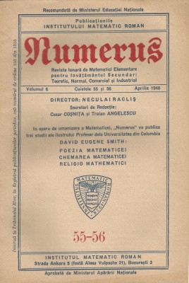 Romania, Revista Numerus, volumul 6, caietele 55 si 56/1940 foto