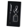 Set cadou pentru barbati, Breloc si pix, Negru, Brand