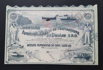 Actiune Societatea de navigatiune pe Dunăre / titlu / actiuni foto