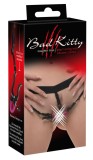 Chiloti negri &ndash; cu cleme reglabile pentru labii Pearl String with Silicone Clamps, Bad Kitty