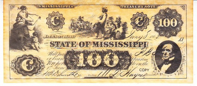 M1 R - Bancnota America - Mississippi - 100 dolari - 1862 foto