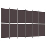 Cumpara ieftin Paravan de camera cu 6 panouri, maro, 300 x 180 cm, textil
