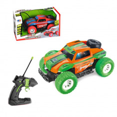 Masinuta de jucarie cu telecomanda si acumulator, Jeep, portocaliu/verde foto