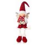 Figurina Inger Boy din portelan si textil alb rosu 17x12x41 cm