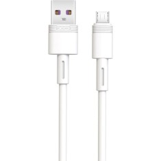 Cablu date si incarcare USB la MicroUSB 5A, 1m, alb, incarcare rapida si transfer stabil , XO NBQ166