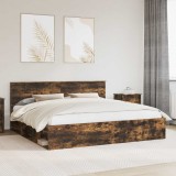 Cumpara ieftin Cadru de pat Stejar fumuriu 200 x 200 cm Lemn de pin masiv