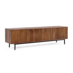 Comoda TV 4 usi otel negru lemn maro Tadita 170x40x50 cm