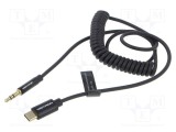 Cablu audio VENTION Jack 3,5mm 3pin la USB C, 1m, negru, mufă aurită