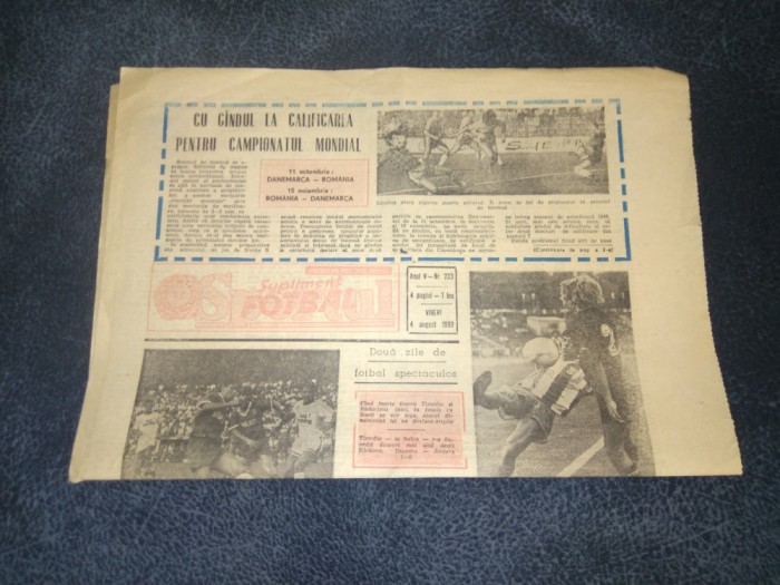 ZIARUL SPORTUL SUPLIMENT FOTBAL 4 AUGUST 1989