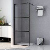 VidaXL Paravan duș walk-in, negru, 90x195 cm, sticlă ESG transparentă