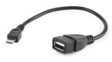 CABLU adaptor OTG GEMBIRD, pt. smartphone, Micro-USB 2.0 (T) la USB 2.0 (M), 15cm, asigura conectarea telef. la o tastatura, mouse, HUS, stick, etc.,