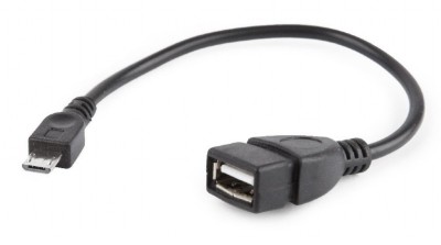 CABLU adaptor OTG GEMBIRD, pt. smartphone, Micro-USB 2.0 (T) la USB 2.0 (M), 15cm, asigura conectarea telef. la o tastatura, mouse, HUS, stick, etc., foto