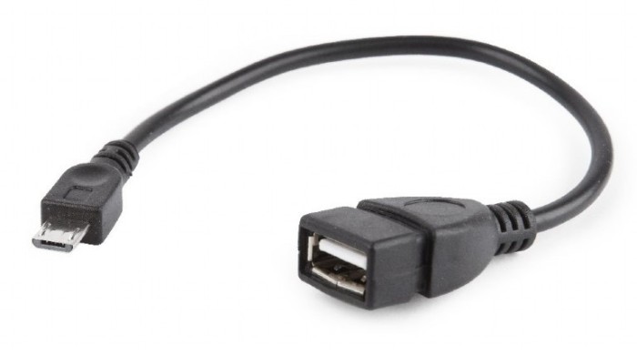 CABLU adaptor OTG GEMBIRD, pt. smartphone, Micro-USB 2.0 (T) la USB 2.0 (M), 15cm, asigura conectarea telef. la o tastatura, mouse, HUS, stick, etc.,