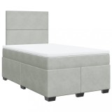 Cumpara ieftin Pat continental cu saltea, gri deschis, 120x200 cm, catifea