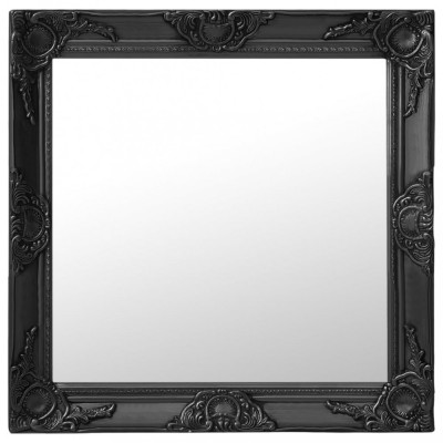 Oglindă de perete &amp;icirc;n stil baroc, negru, 60 x 60 cm foto