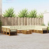 vidaXL Seturi de canapele 11 pcs Natural și Crem Lemn Solid de Acacia 3374260