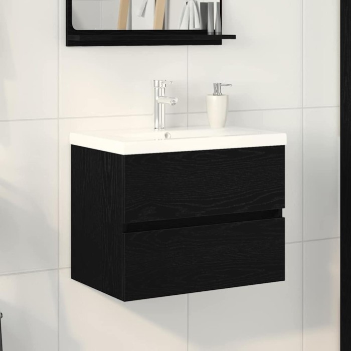 vidaXL Dulap cu Chiuvetă Stejar negru 60 x 39 x 62 cm Lemn compozit 3333148