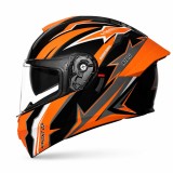 Casca Moto/Scuter Flip-Up FIXATO Viper, Viziera Dubla, Protectie UV, Modulabila, Portocaliu, Marime 57-59cm