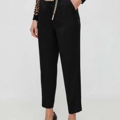 MICHAEL Michael Kors pantaloni femei, culoarea negru, fason tigareta, high waist