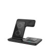 Statie de incarcare wireless SELANI 3 in 1, Fast Charger 15W,, Pliabila LED Design, Negru