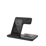 Statie de incarcare wireless SELANI 3 in 1, Fast Charger 15W,, Pliabila LED Design, Negru