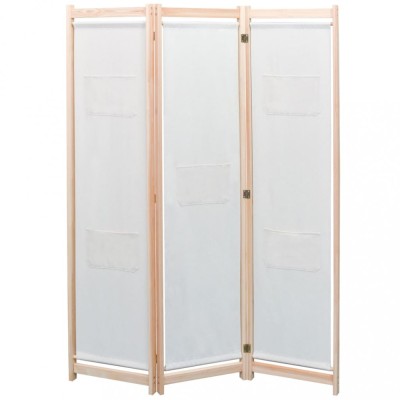 vidaXL Paravan de cameră cu 3 panouri, crem, 120x170x4 cm, textil foto