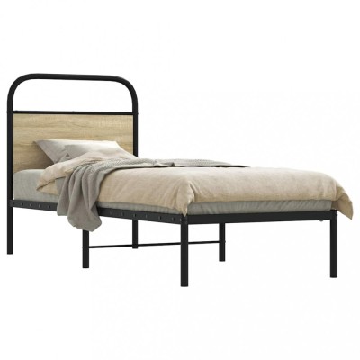 vidaXL Cadru de pat fără saltea 75x190 cm Lemn derivat stejar Sonoma 4100248 foto