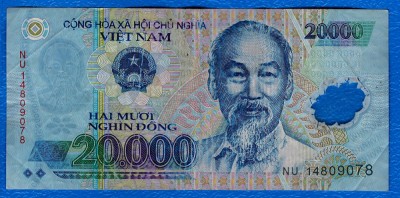 (2) BANCNOTA VIETNAM - 20.000 DONG, POLYMER, PORTRET HO CHI MINH foto