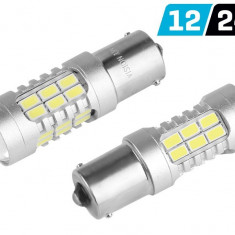 Bec Vision P21w Ba15s 12/24v 27x 5730 Smd Led, Cu Lentila, Canbus, Alb, 2 Buc 58944