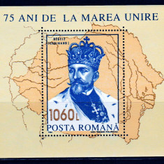 RO 1993 LP 1329a "75 ani Marea Unire" , colita 286 , MNH