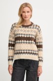 Pepe Jeans pulover din amestec de l&acirc;nă culoarea maro, călduros, PL7000039